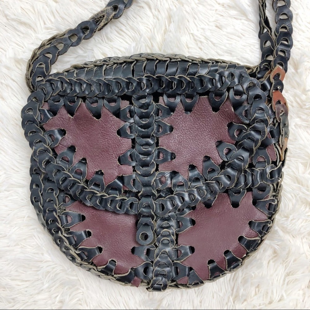 Vintage Leather Patchwork Bohemian Crossbody Mess… - image 8